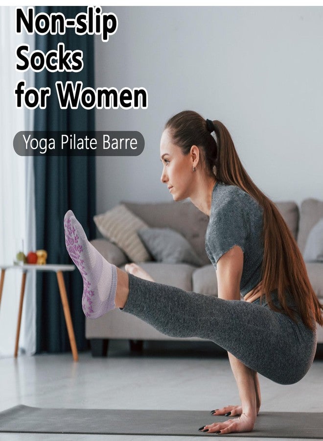 Tphon Pilates Socks for Women, Non Slip Yoga Socks with Grip for Barre Ballet Hospital Workout Slipper Sock 3 Pairs - Image 5